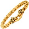 Steeltime Men's stainless steel wheat chain tiger's head hinged clasp bracelet. Color Options: Silver, Gold - 2 of 4