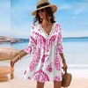Women's Green/Pink Paisley V-Neck Mini Beach Dress - Cupshe - 4 of 4
