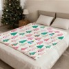 Lomsoe Christmas Tree & Star Print Flannel Blanket - Soft Cozy All-Season Throw with Pink & Plaid Design, Holiday Decor for Bed, Sofa. - 2 of 4