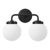 POWLIG 14.17-in 2-Light Matte Black Bathroom Light Fixtures Over Mirror Vanity Lighting with Milk White Glass Globe Shades - 2 of 4
