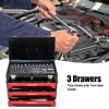 Gulches 20" Portable 3-Drawer Steel Toolbox with Latches, Top Storage Tray, Handle, Multi-Function Tool Storage for Garage, Home, Workbench, Black Red - 3 of 4