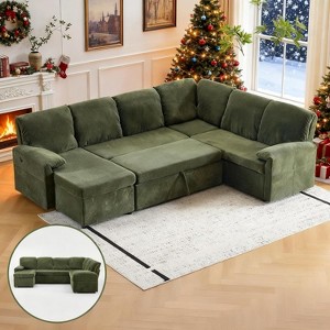 VINGLI Convertible Sofa Bed Couches for Living Room Sleeper Sofa with Pull Out Couch Bed L-Shape Sectional Couch with Storage Chaise, USB Charging - 1 of 4