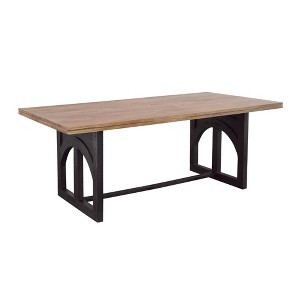 Treasure Trove Accents Dining Table Gateway Natural/Nightshade Black: Mango Wood, 6-Seater, Double Pedestal Base - 1 of 4