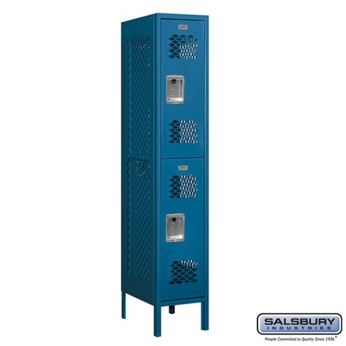 Salsbury Industries 72158BL-A 12" Double Tier Vented, 1 Wide x 5 Feet High x 18 Inches Deep, Assembled Metal Locker, Blue - image 1 of 4