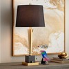 Possini Euro Design Wayne 29 1/4" Tall Modern Glam Luxury End Table Lamp USB Port Brass Finish Metal Black Marble Single Living Room Charging Bedroom - 2 of 4