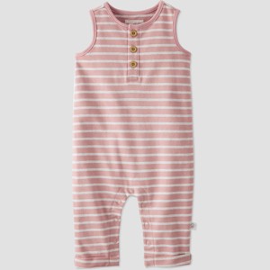 little Planet By Carter's Baby Striped Jumpsuit - Rose Pink  - 1 of 3