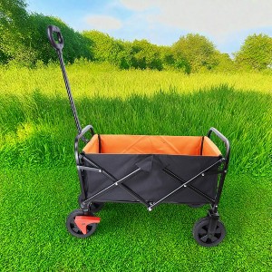 FURNIinspire Wheelbarrows And Lawn Carts Folding Wagon Garden Cart, Lawn Cart With Solid Wheels And Handle, Black And Orange, 30“*15"*36" - 1 of 4