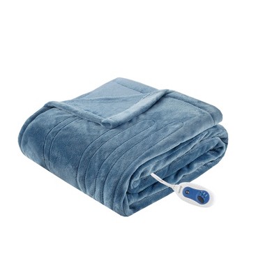 Photo 3 of Beautyrest Luxury Sapphire Blue Oversized Heated Plush Throw - 60x70" - 3 Heat Settings. Our heated throw utilizes state of the art Secure Comfort heated technology that adjusts the temperature of your throw based on overall temperature, spot temperatures