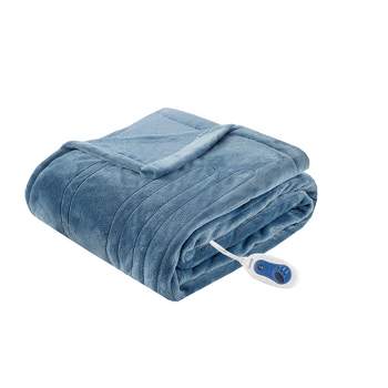 Electric Heated Plush Throw Blanket (60"x70") Sapphire Blue - Beautyrest