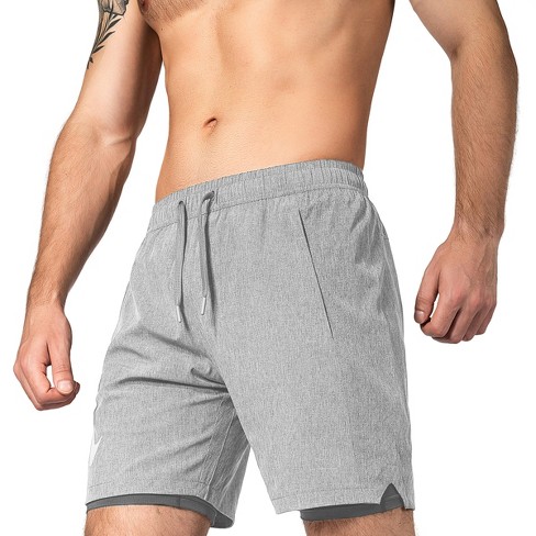 Zilpu Mens Quick Dry Athletic Performance Shorts With Zipper Pocket 7 Inch Gray Size Xx Large Target