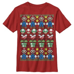 Boy's Nintendo Ugly Christmas Mario T-Shirt - 1 of 3