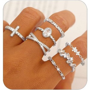 4-11 Gold Silver Rings For Women Non Tarnish Gold Plated Stackable Engagement Bands Dainty - 1 of 4