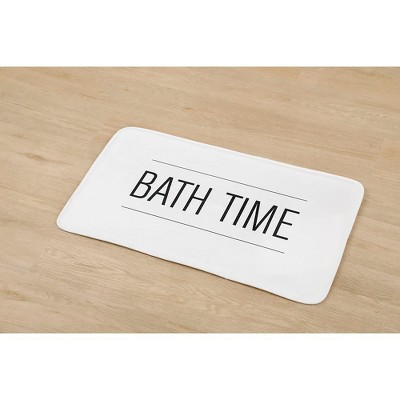 Evideco French Home Goods Non-Slip Microfiber Bathmat with 'Bath Time' Design