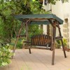 Outsunny 2-Person Patio Swing Chair, Outdoor Hanging Wooden Porch Bench Loveseat w/ Adjustable Canopy and Side Trays for Garden, Poolside, Backyard - 3 of 4