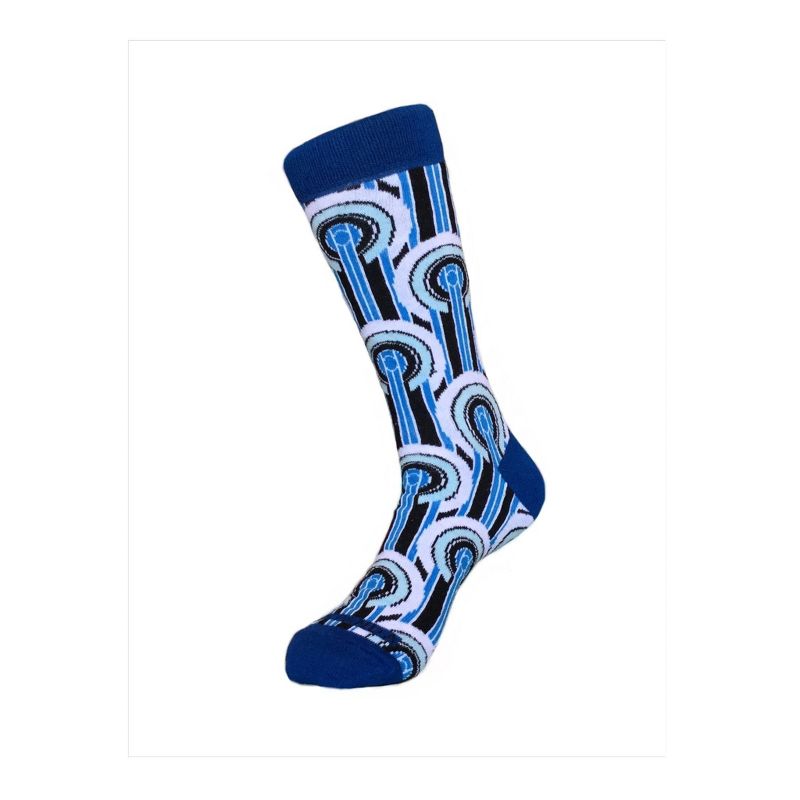 Art Deco Patterned Socks - Size 10-13 (Men's Sizes Adult Large) / Blue / Unisex from the Sock Panda, 4 of 5