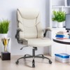FURNIinspire Task And Office Chairs Pu Leather Office Chair With Lumbar Support, Strong Metal Base, Flip-Up Armrest, White, 26"*30"*48" - 2 of 4