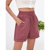 Garvee Womens High Waist Shorts with Deep Pocket Drawstring Linen Texture Casual Shorts for Women Summer Athletic Shorts - 3 of 4