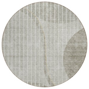 Taupe Beige And Ivory Striped Washable Indoor Outdoor Area Rug - 1 of 4