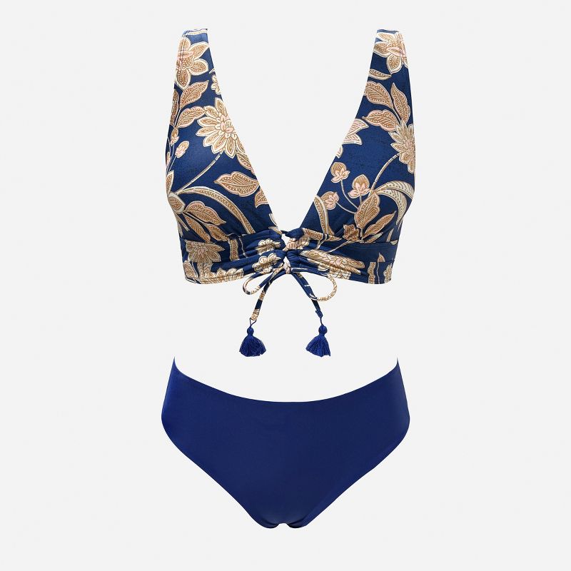 Women's Deep V Neck Self Tie Paisley Reversible Bottom Bikini Sets Swimsuits - Cupshe, 4 of 10