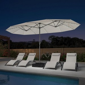 PURPLE LEAF 14ft Patio Market Umbrella and Base Double-Sided Rectangle Outdoor Table Sun Umbrellas with Crank - 1 of 4