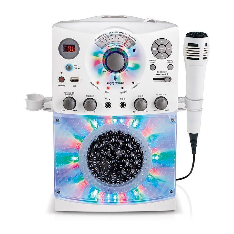 Singing Machine Bluetooth Karaoke System with LED Disco Lights CD+G USB and Microphone Karaoke Machine, 1 of 6
