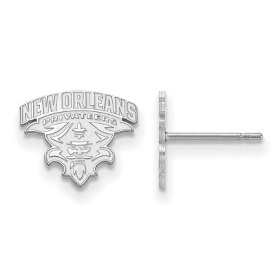 Black Bow Jewelry 14k White Gold New Orleans Privateers NCAA Post Earrings