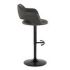 Contemporary Adjustable Barstool with Swivel, Faux Leather, Rounded T Footrest, Set of 2 - 3 of 4