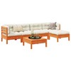 vidaXL 6 Piece Patio Sofa Set with Cushions - Wax Brown - 2 of 4