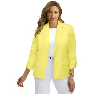 Jessica London Women's Plus Size Cinched Sleeve Blazer - 1 of 3