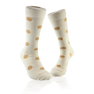 Cream and Beige Polka Dot Socks from the Sock Panda (Men's Sizes, Adult Large) - 1 of 4