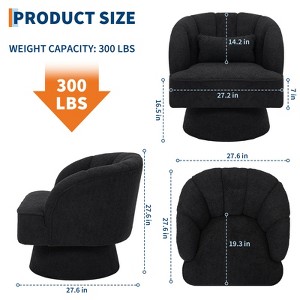 Swivel barrel armchair, 360 degree velvet upholstered armchair with striped backrest, ergonomic design, suitable for living room bedroom backyard etc - 1 of 4