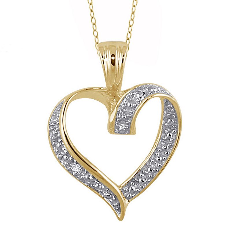 Women's Sterling Silver Round-Cut White Diamond Pave Set Heart Pendant (18"), 1 of 3