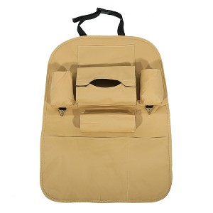 Unique Bargains Backseat Storage Bag with Tissue Box PU Leather Car Back Seat Organizer 1 Pc - 1 of 4