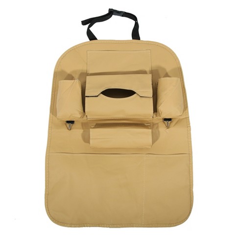 Unique Bargains Backseat Storage Bag With Tissue Box Pu Leather Car Back  Seat Organizer 1 Pc Beige : Target