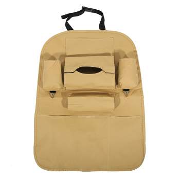 Unique Bargains Backseat Storage Bag with Tissue Box PU Leather Car Back Seat Organizer 1 Pc