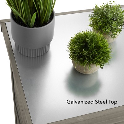 Gray Cedar Outdoor Storage Cabinet with Metal Top
