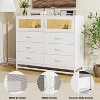 Jojoka 6-Drawer & 2-Door Storage Cabinet Dresser with Built-In Charging Station and RGB LED Lighting – Tall White Chest, White - 4 of 4