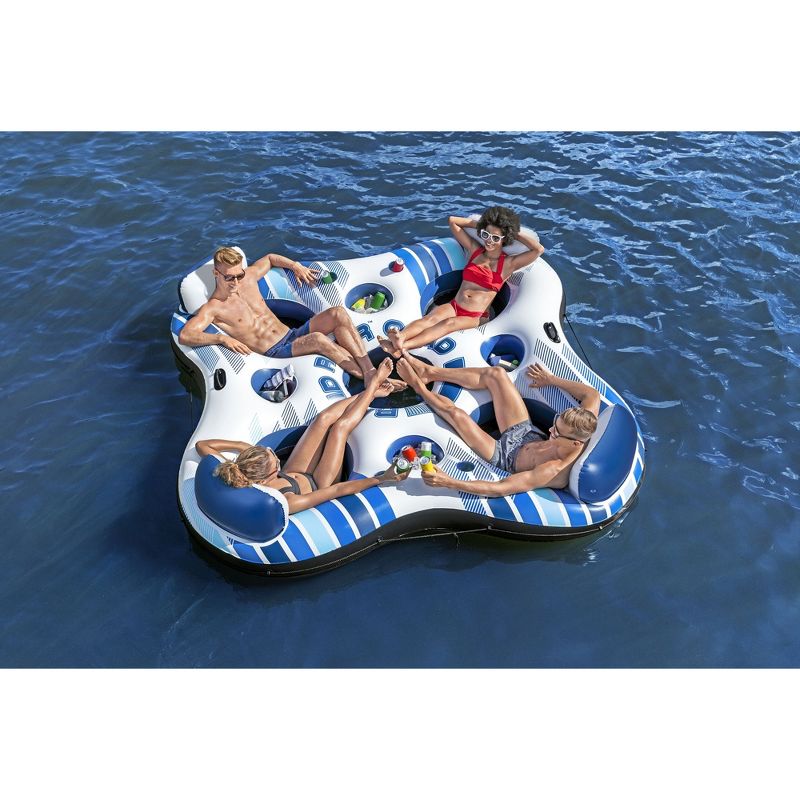 Hydro-Force Rapid Durable Rider Quad 4 Person River Tube with Built In Coolers, Cup Holders and Heavy Duty Handles, Multicolor, 2 of 7