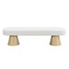 Modern Bouclé Upholstered Oval Dining Bench, Wood Leg Entryway Bench for Dining Room, Bedroom or Entryway – Cuddlewood - 3 of 4