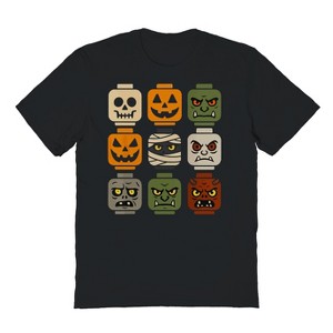 Rerun Island Men Halloween Block Heads  Short Sleeve Graphic Cotton T-Shirt - 1 of 4