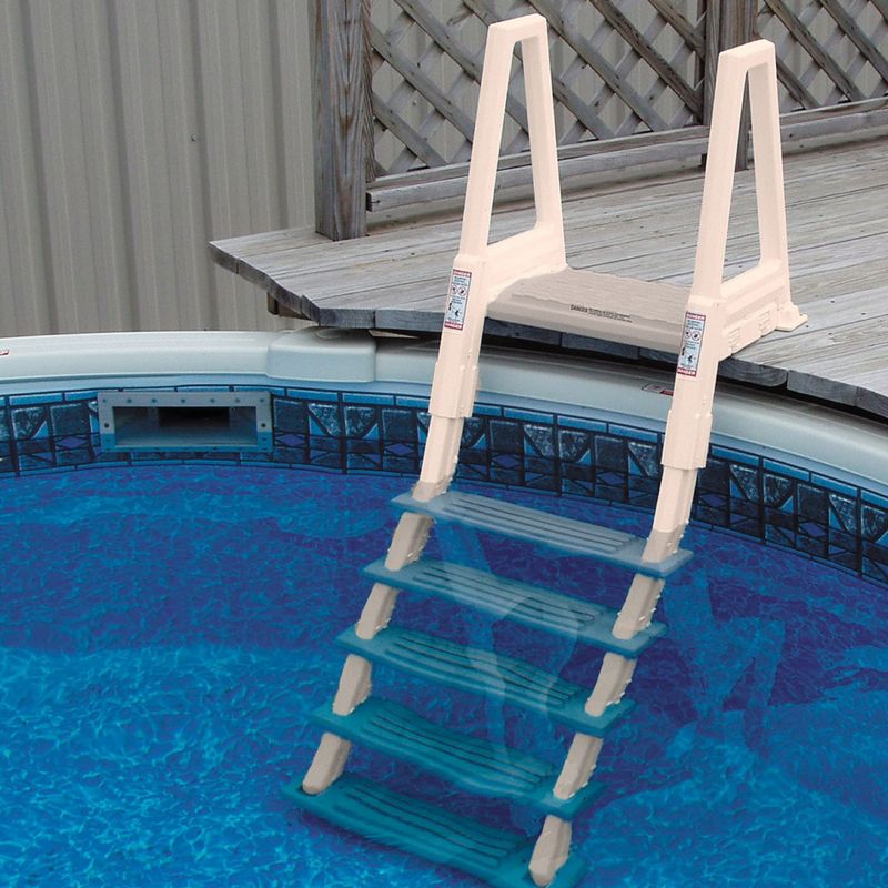 Confer 6000X 46"-56" Heavy Duty Adjustable Above Ground Swimming Pool Ladder with Built-In Safety Features - Beige/Gray, 5 of 7