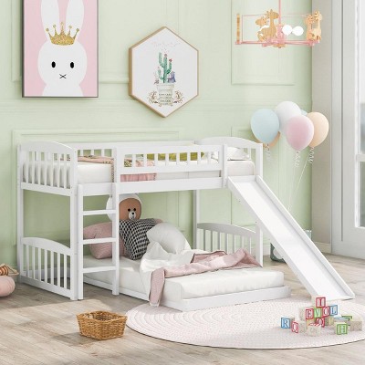 Streamdale Twin Over Twin Bunk Bed with Slide and Ladder, White