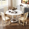 Costway Dining Chair Set of 2/4 with Rubber Wood Frame & Leaf-shape High Back for Kitchen Brown/Black/Cream White - 4 of 4
