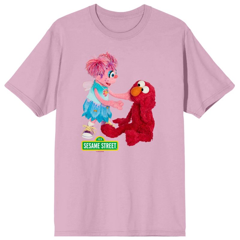 Sesame Street Abby & Elmo Crew Neck Short Sleeve Cradle Pink Men's T-shirt, 1 of 3