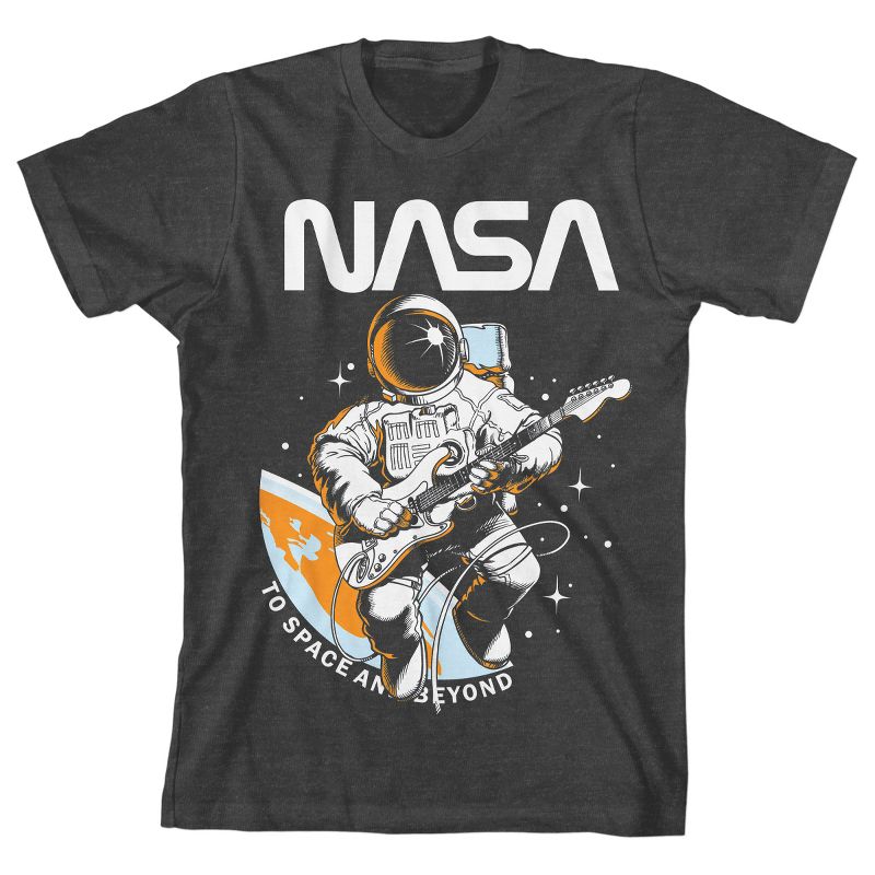 NASA Astronaut on Guitar To Space and Beyond Youth Charcoal Heather Graphic Tee, 1 of 2