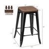 Costway Set of 4 Counter Height Backless Barstool 26'' Metal Stackable Stool w/Wood Seat - 3 of 4