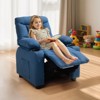 VEVOR Kids Reclining Chair, Toddler Recliner with Cup Holders and Pockets, 107° to 126° Adjustable Backrest, Breathable Polyester Fabric, Blue - 2 of 4