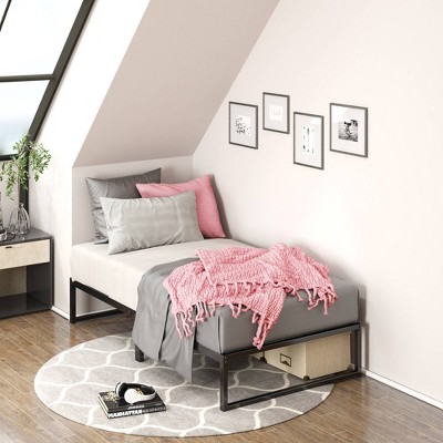 Twin Black Metal Platform Bed Frame with Slats