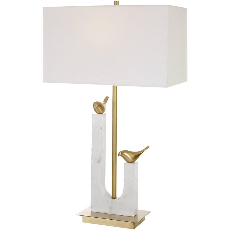 Uttermost Songbirds 30" Modern Brushed Brass and Marble Table Lamp, 1 of 2