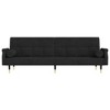 vidaXL Modern Velvet Sofa Bed with Cushions; Black; Functional and Comfy with Easy Transformation; Foam Filling - 3 of 4